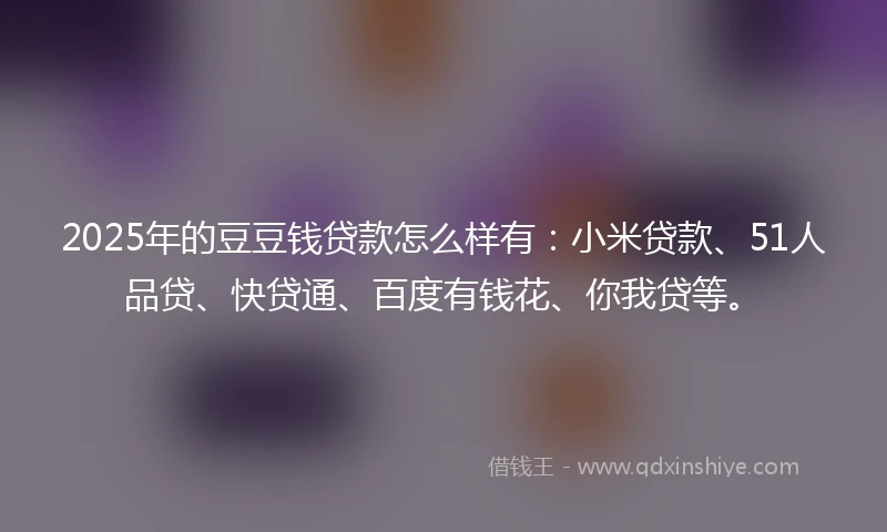 2025年的豆豆钱贷款怎么样有：小米贷款、51人品贷、快贷通、百度有钱花、你我贷等。