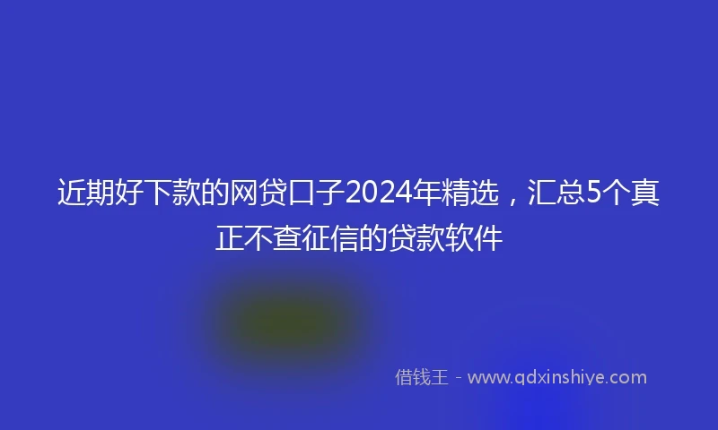 近期好下款的网贷口子2024年精选，汇总5个真正不查征信的贷款软件