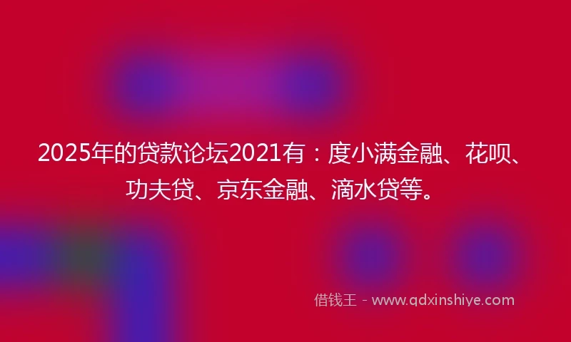 2025年的贷款论坛2021有：度小满金融、花呗、功夫贷、京东金融、滴水贷等。