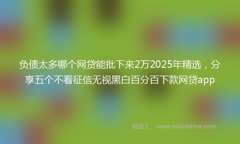 负债太多哪个网贷能批下来2万2025年精选，分享五个不看征信无视黑白百分百下款网贷app