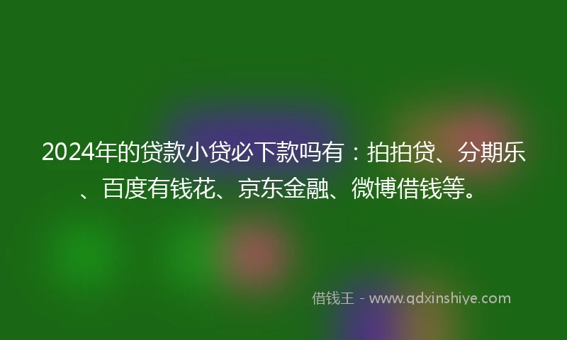 2024年的贷款小贷必下款吗有：拍拍贷、分期乐、百度有钱花、京东金融、微博借钱等。