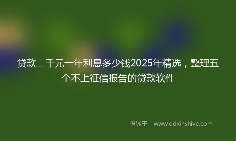 贷款二千元一年利息多少钱2025年精选，整理五个不上征信报告的贷款软件