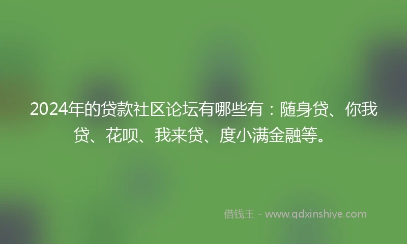 2024年的贷款社区论坛有哪些有：随身贷、你我贷、花呗、我来贷、度小满金融等。