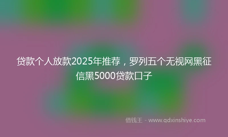 贷款个人放款2025年推荐，罗列五个无视网黑征信黑5000贷款口子