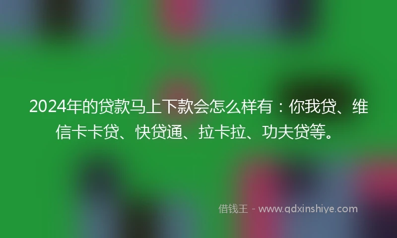 2024年的贷款马上下款会怎么样有：你我贷、维信卡卡贷、快贷通、拉卡拉、功夫贷等。