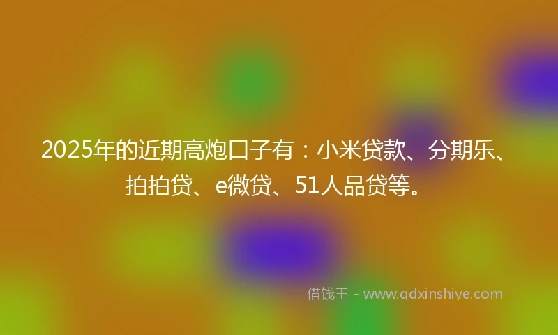 2025年的近期高炮口子有：小米贷款、分期乐、拍拍贷、e微贷、51人品贷等。