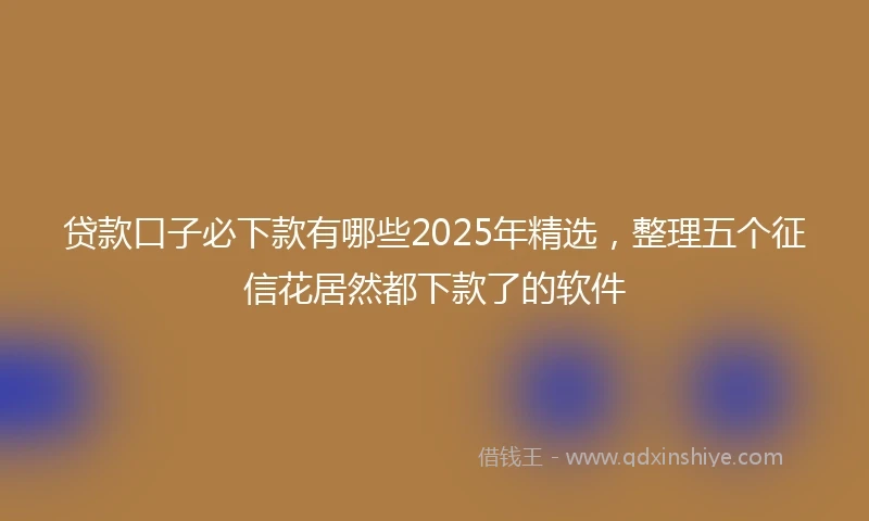 贷款口子必下款有哪些2025年精选，整理五个征信花居然都下款了的软件