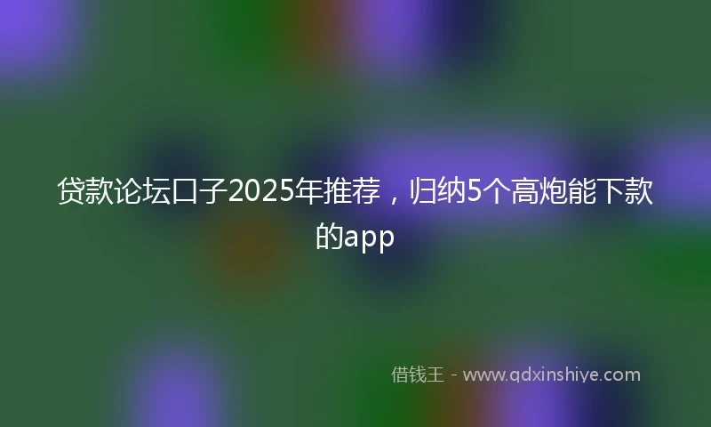 贷款论坛口子2025年推荐，归纳5个高炮能下款的app