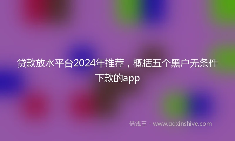 贷款放水平台2024年推荐，概括五个黑户无条件下款的app