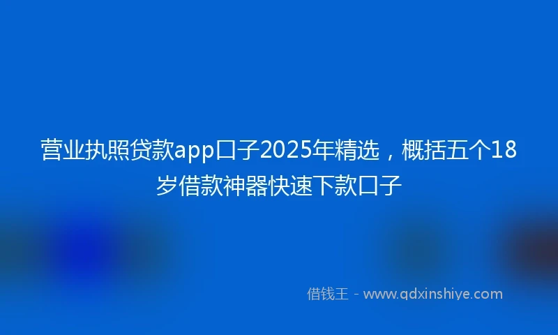 营业执照贷款app口子2025年精选，概括五个18岁借款神器快速下款口子