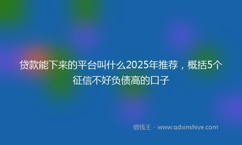 贷款能下来的平台叫什么2025年推荐，概括5个征信不好负债高的口子