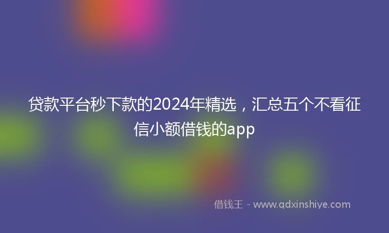 贷款平台秒下款的2024年精选，汇总五个不看征信小额借钱的app