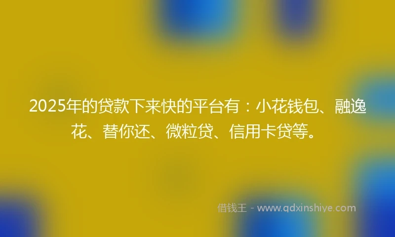 2025年的贷款下来快的平台有：小花钱包、融逸花、替你还、微粒贷、信用卡贷等。
