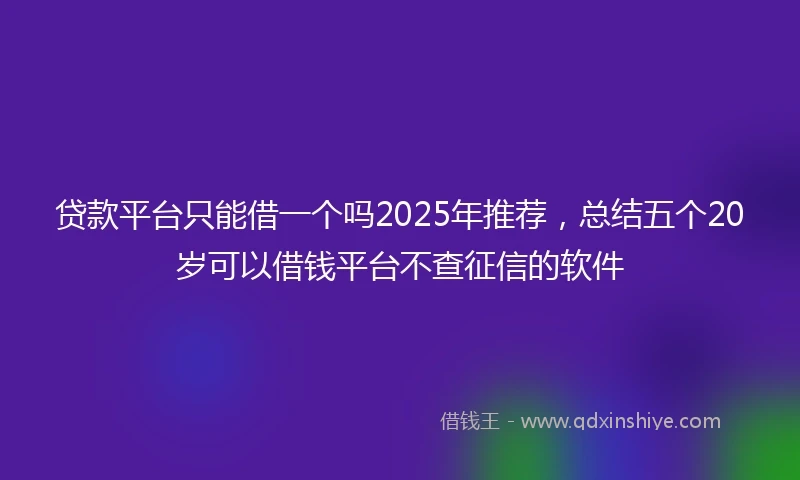 贷款平台只能借一个吗2025年推荐，总结五个20岁可以借钱平台不查征信的软件