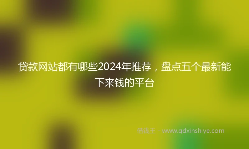 贷款网站都有哪些2024年推荐，盘点五个最新能下来钱的平台