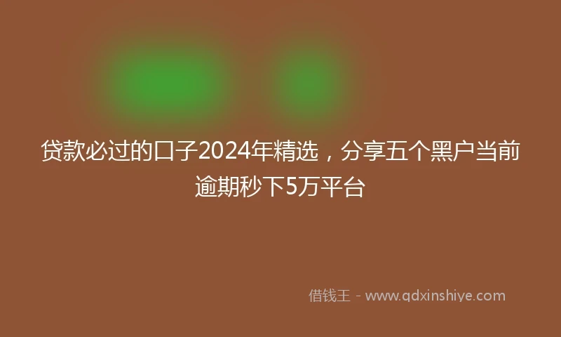 贷款必过的口子2024年精选，分享五个黑户当前逾期秒下5万平台