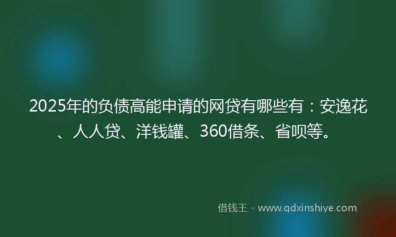 2025年的负债高能申请的网贷有哪些有：安逸花、人人贷、洋钱罐、360借条、省呗等。