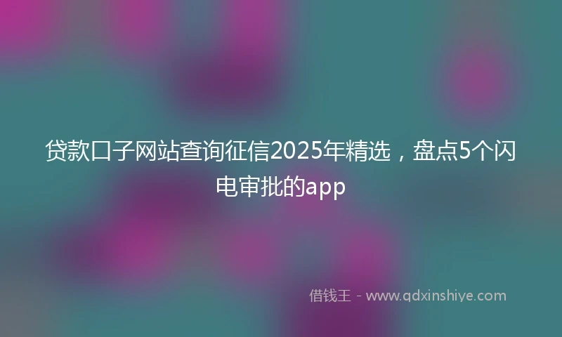 贷款口子网站查询征信2025年精选，盘点5个闪电审批的app