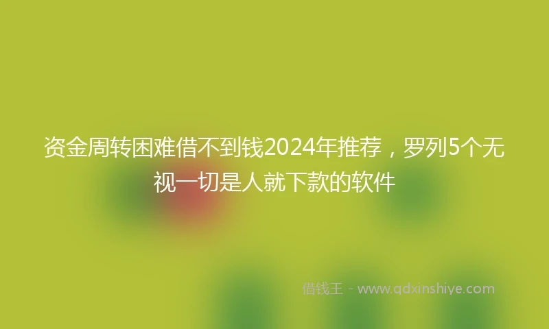 资金周转困难借不到钱2024年推荐，罗列5个无视一切是人就下款的软件