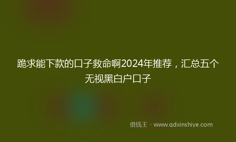 跪求能下款的口子救命啊2024年推荐，汇总五个无视黑白户口子