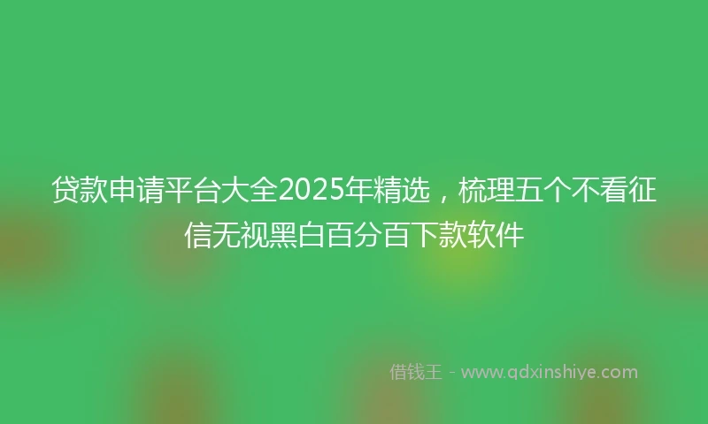 贷款申请平台大全2025年精选，梳理五个不看征信无视黑白百分百下款软件