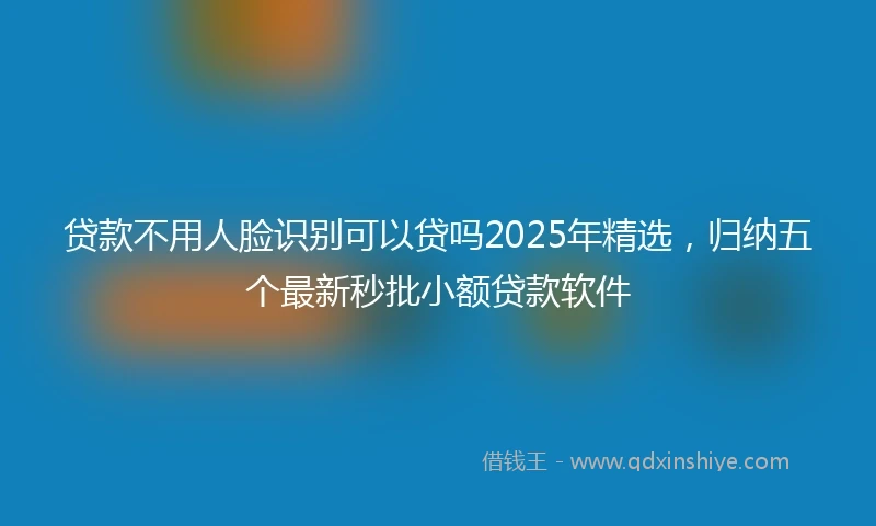 贷款不用人脸识别可以贷吗2025年精选，归纳五个最新秒批小额贷款软件