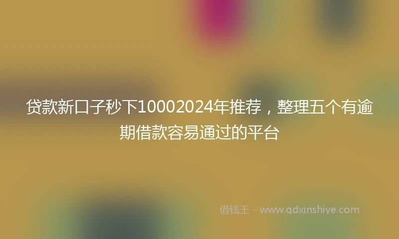贷款新口子秒下10002024年推荐，整理五个有逾期借款容易通过的平台