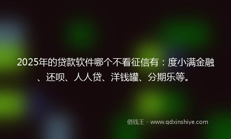 2025年的贷款软件哪个不看征信有:度小满金融、还呗、人人贷、洋钱罐、分期乐等。