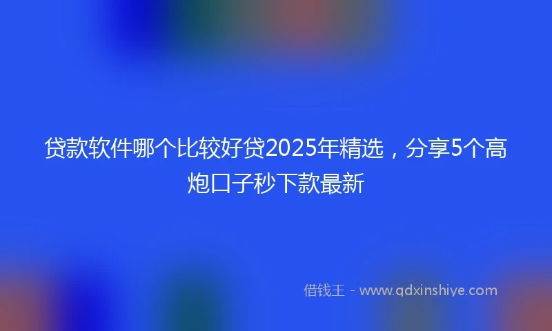 贷款软件哪个比较好贷2025年精选，分享5个高炮口子秒下款最新