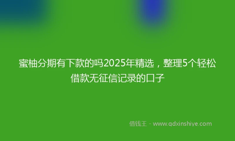 蜜柚分期有下款的吗2025年精选，整理5个轻松借款无征信记录的口子