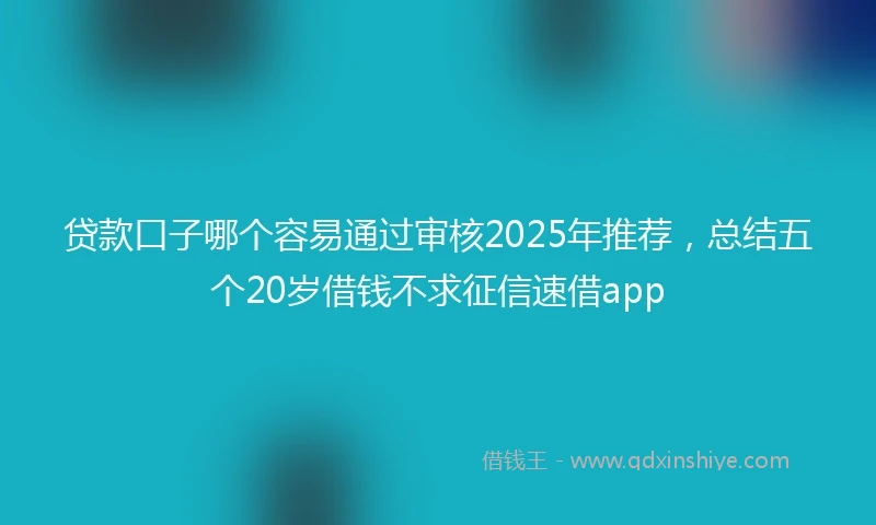 贷款口子哪个容易通过审核2025年推荐，总结五个20岁借钱不求征信速借app