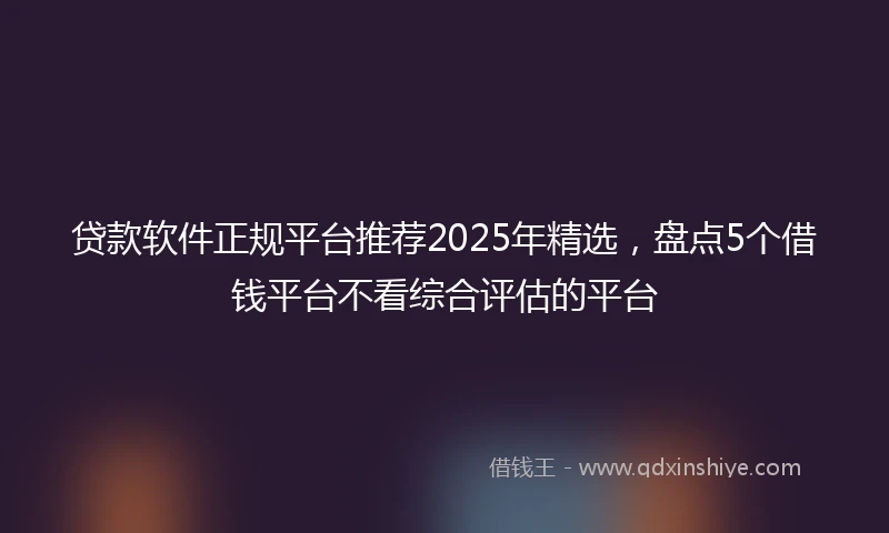 贷款软件正规平台推荐2025年精选，盘点5个借钱平台不看综合评估的平台