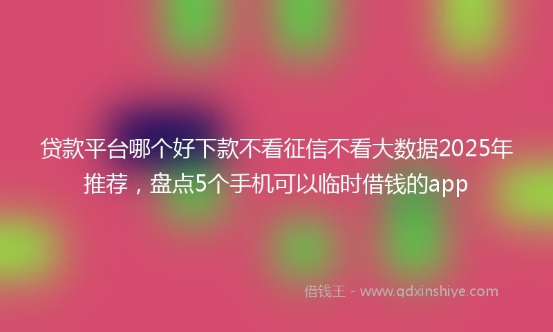 贷款平台哪个好下款不看征信不看大数据2025年推荐，盘点5个手机可以临时借钱的app