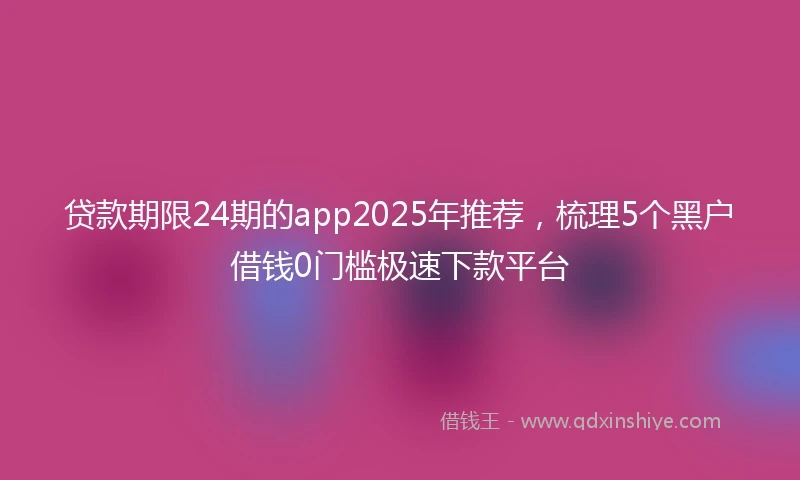 贷款期限24期的app2025年推荐，梳理5个黑户借钱0门槛极速下款平台