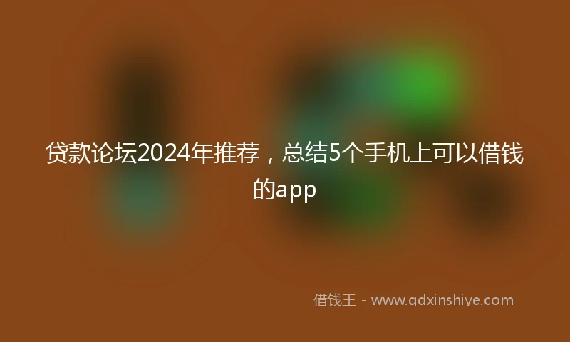 贷款论坛2024年推荐，总结5个手机上可以借钱的app