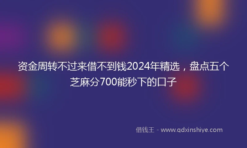资金周转不过来借不到钱2024年精选，盘点五个芝麻分700能秒下的口子
