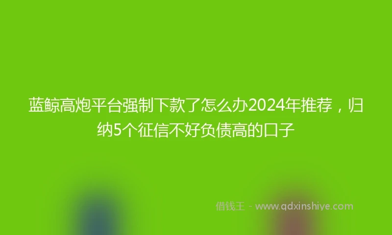 蓝鲸高炮平台强制下款了怎么办2024年推荐，归纳5个征信不好负债高的口子