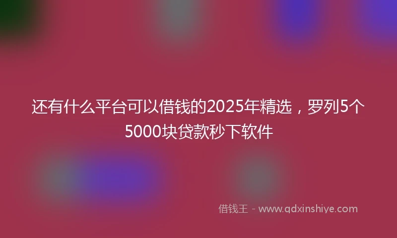 还有什么平台可以借钱的2025年精选，罗列5个5000块贷款秒下软件