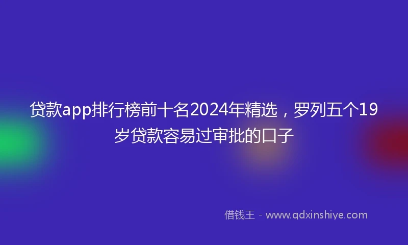 贷款app排行榜前十名2024年精选，罗列五个19岁贷款容易过审批的口子