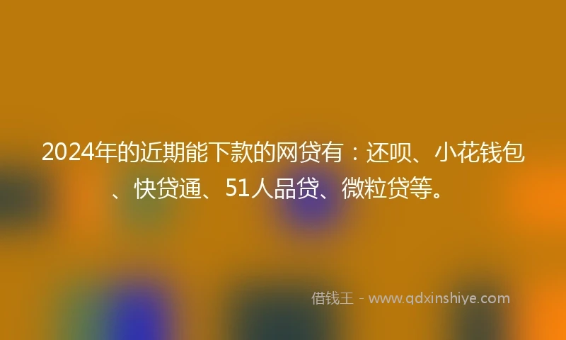 2024年的近期能下款的网贷有：还呗、小花钱包、快贷通、51人品贷、微粒贷等。