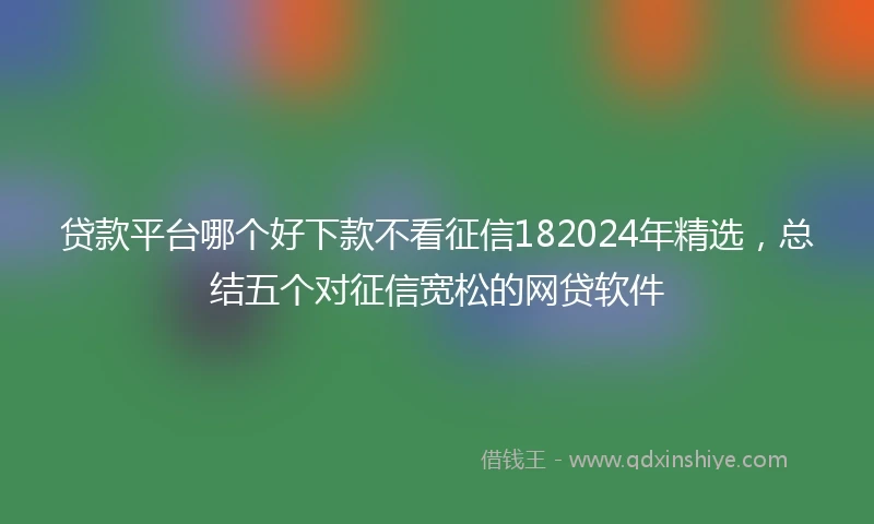 贷款平台哪个好下款不看征信182024年精选，总结五个对征信宽松的网贷软件