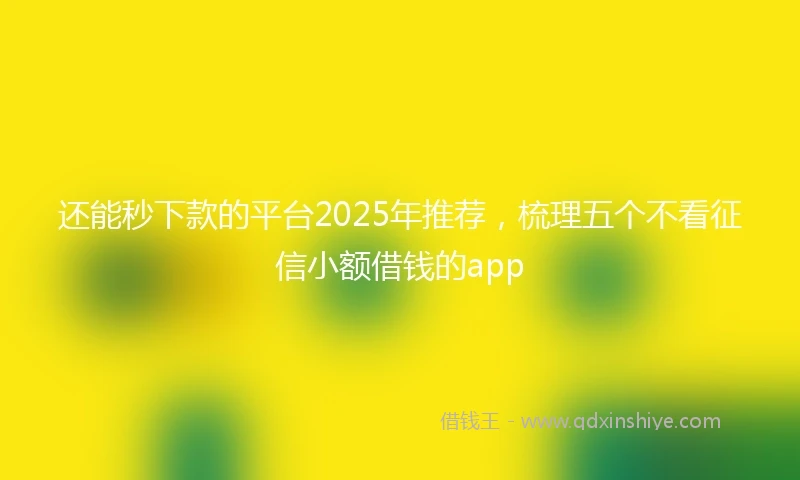 还能秒下款的平台2025年推荐，梳理五个不看征信小额借钱的app