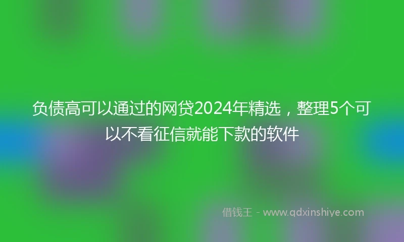 负债高可以通过的网贷2024年精选，整理5个可以不看征信就能下款的软件