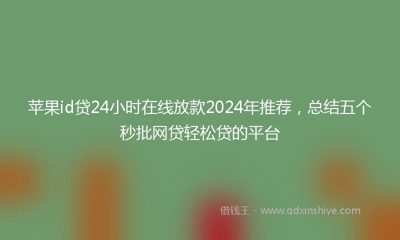 苹果id贷24小时在线放款2024年推荐，总结五个秒批网贷轻松贷的平台