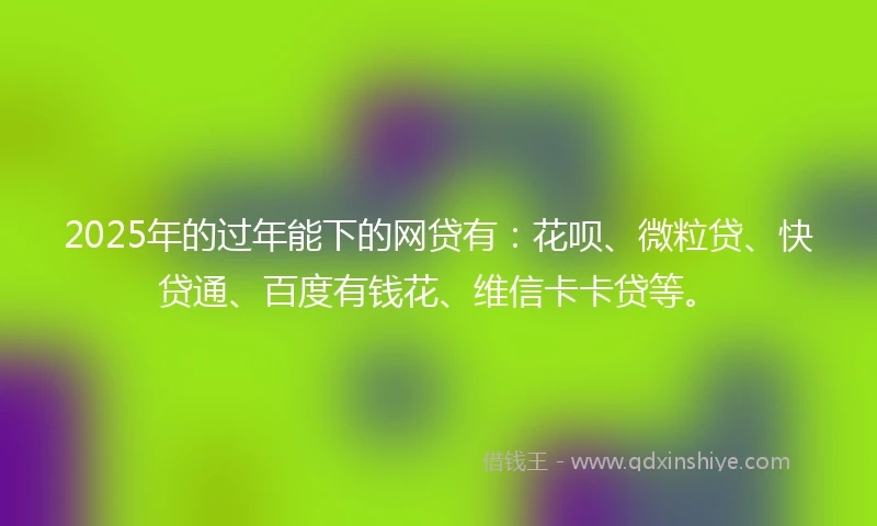 2025年的过年能下的网贷有：花呗、微粒贷、快贷通、百度有钱花、维信卡卡贷等。