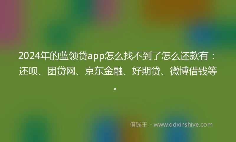 2024年的蓝领贷app怎么找不到了怎么还款有：还呗、团贷网、京东金融、好期贷、微博借钱等。
