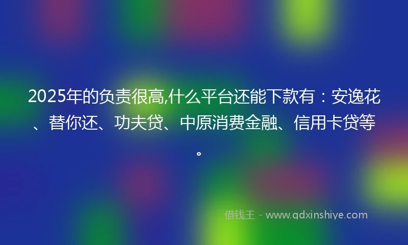 2025年的负责很高,什么平台还能下款有：安逸花、替你还、功夫贷、中原消费金融、信用卡贷等。
