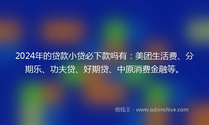 2024年的贷款小贷必下款吗有：美团生活费、分期乐、功夫贷、好期贷、中原消费金融等。