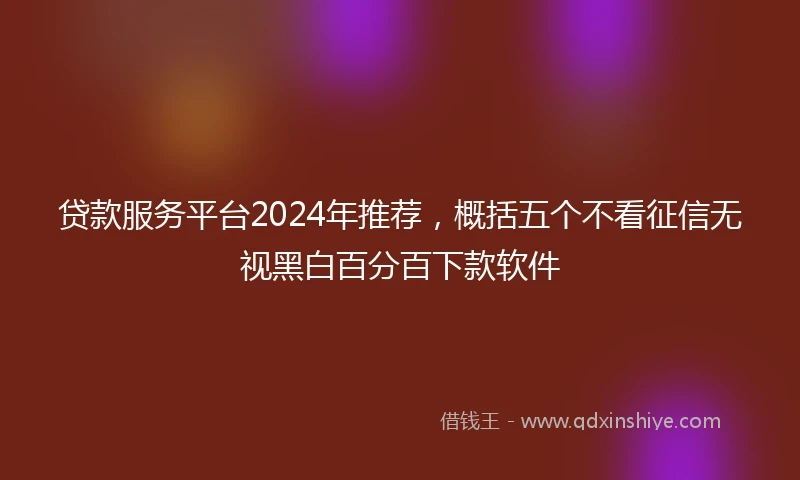 贷款服务平台2024年推荐，概括五个不看征信无视黑白百分百下款软件