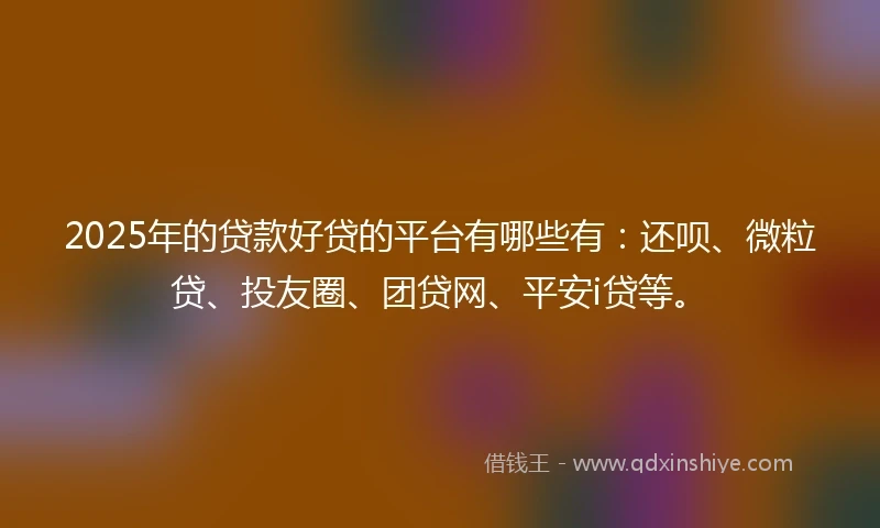 2025年的贷款好贷的平台有哪些有:还呗、微粒贷、投友圈、团贷网、平安i贷等。